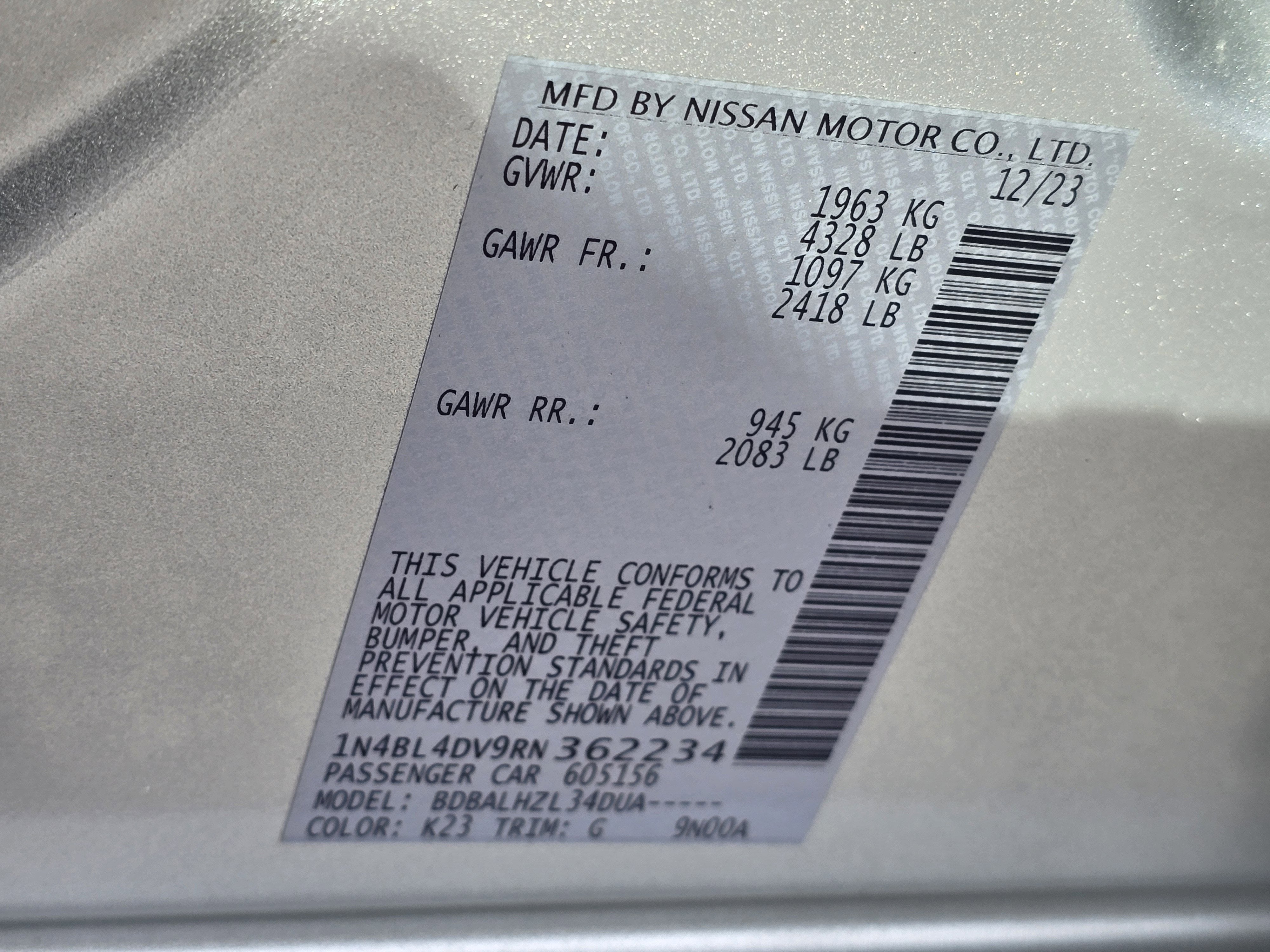 2024 Nissan Altima 2.5 SV