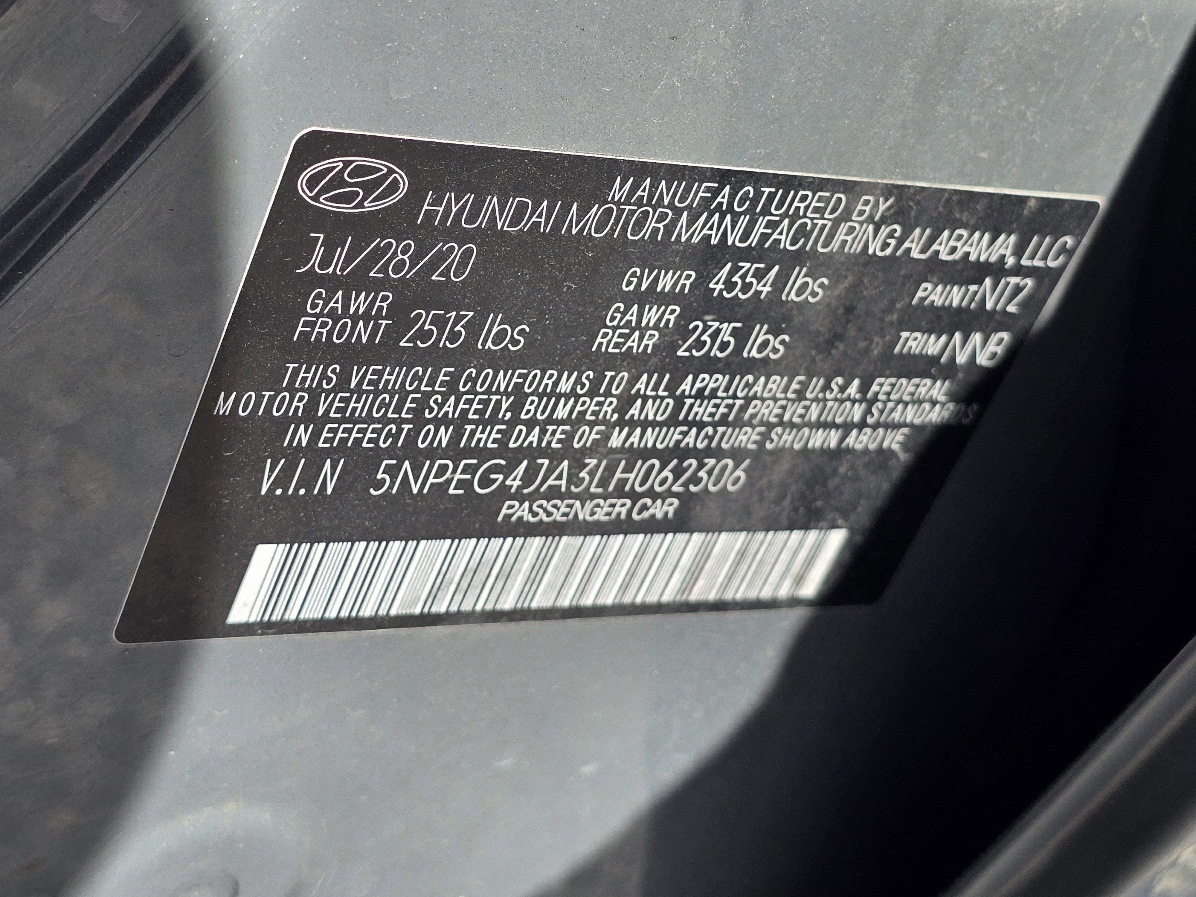 2020 Hyundai Sonata SE